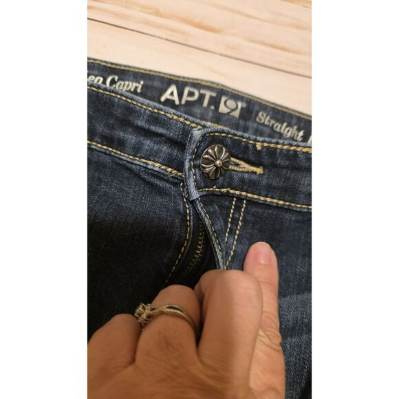 Apt 9 Capri Jeans Womens 22W Blue Straight Leg Denim Cuffed Rhinestone Bedazzle - Picture 5 of 11